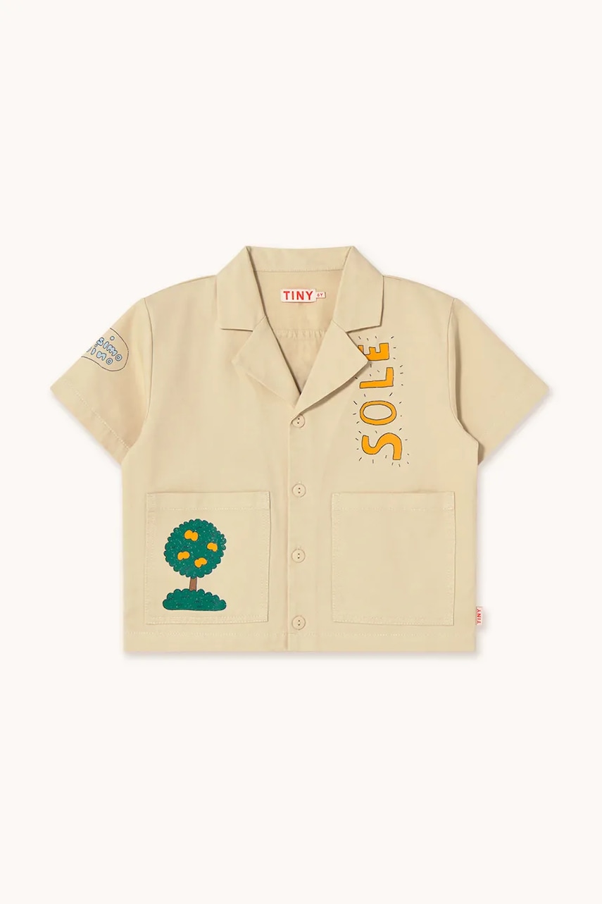 Дитяча бавовняна сорочка Tinycottons ARTSY TREE SHIRT колір бежевий SS25-201 в Чернівцях Дитяча бавовняна сорочка Tinycottons ARTSY TREE SHIRT колір бежевий SS25-201 в Чернівцях