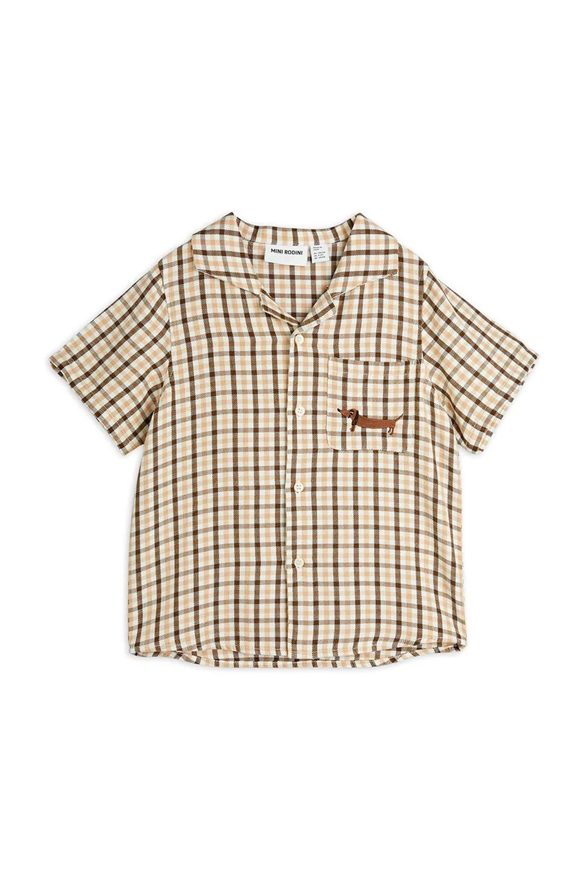 Рубашка Mini Rodini Gingham цвет бежевый 2522016013 Рубашка Mini Rodini Gingham цвет бежевый 2522016013