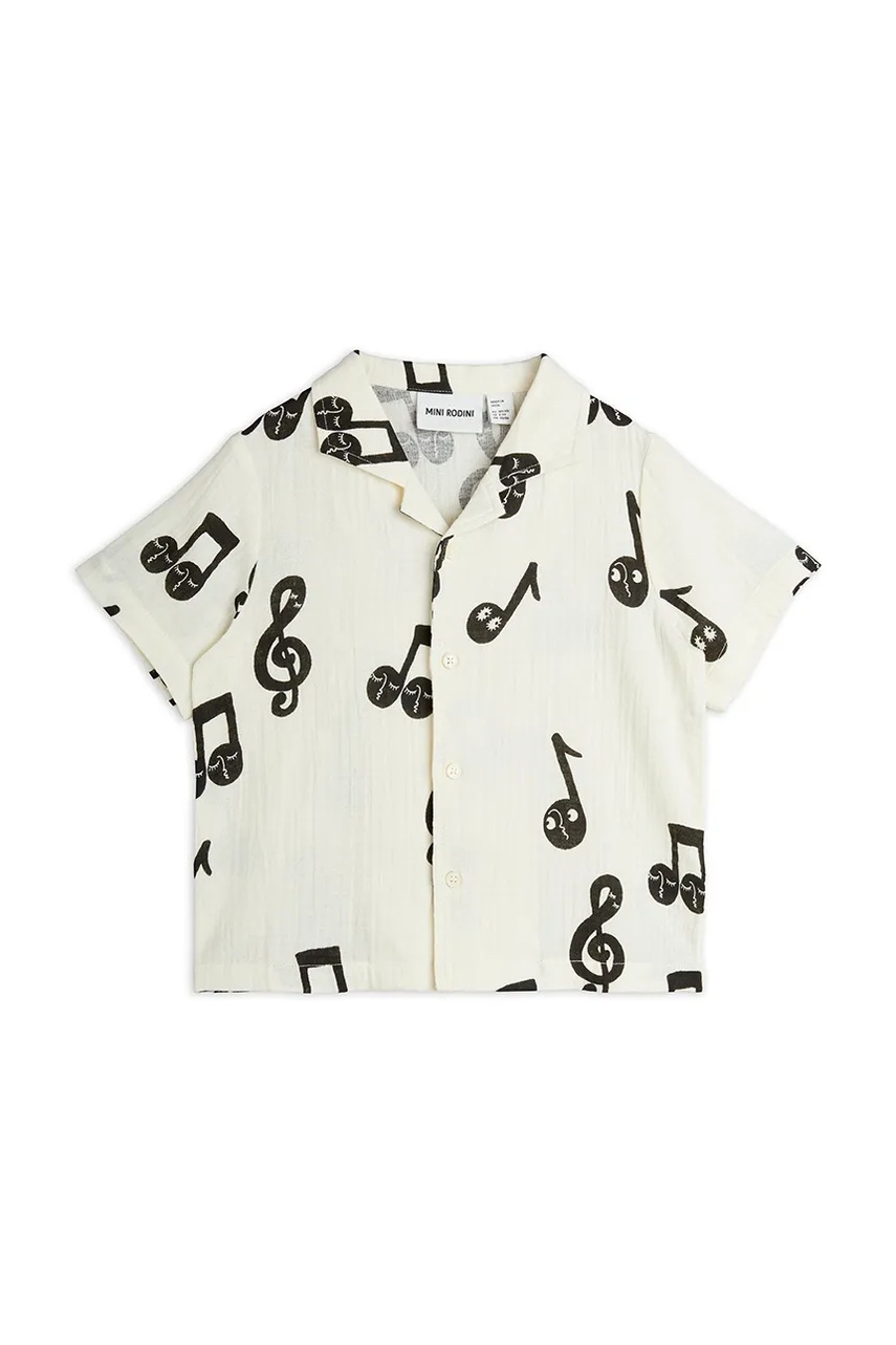 Детская хлопковая рубашка Mini Rodini Note цвет белый 2522017910