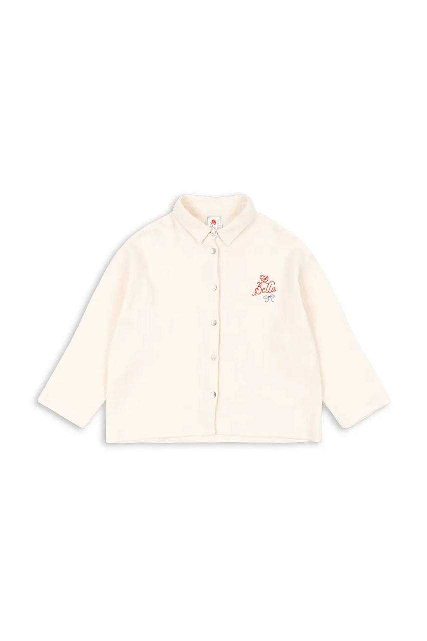 Детская хлопковая рубашка Konges Sløjd RHW X KS BELLA SHIRT GOTS цвет бежевый Rosie Huntington Whiteley KS103591 в Ужгороде Детская хлопковая рубашка Konges Sløjd RHW X KS BELLA SHIRT GOTS цвет бежевый Rosie Huntington Whiteley KS103591 в Ужгороде