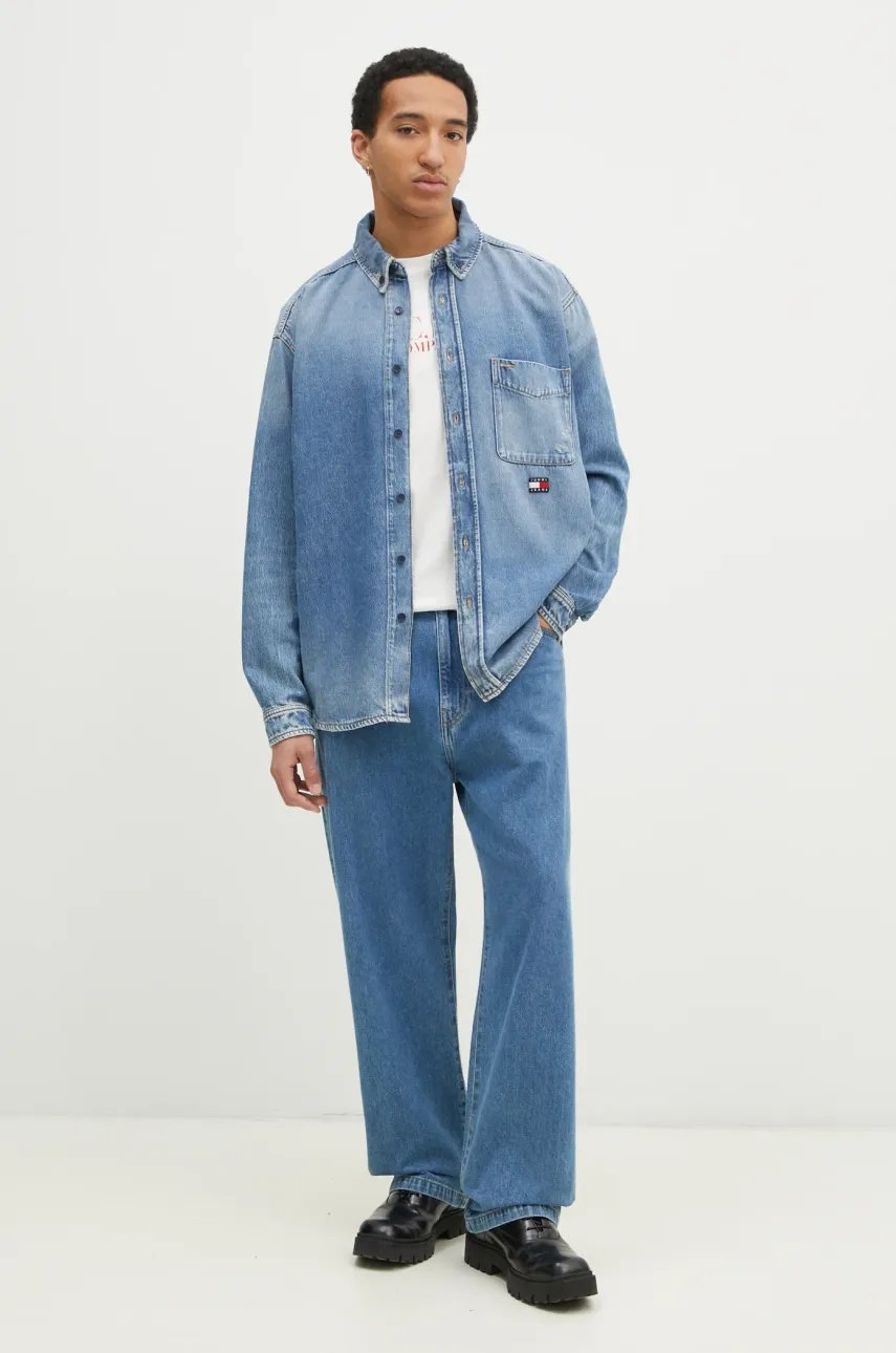 Джинсовая рубашка Tommy Jeans мужская relaxed воротник button-down DM0DM20650 Джинсовая рубашка Tommy Jeans мужская relaxed воротник button-down DM0DM20650