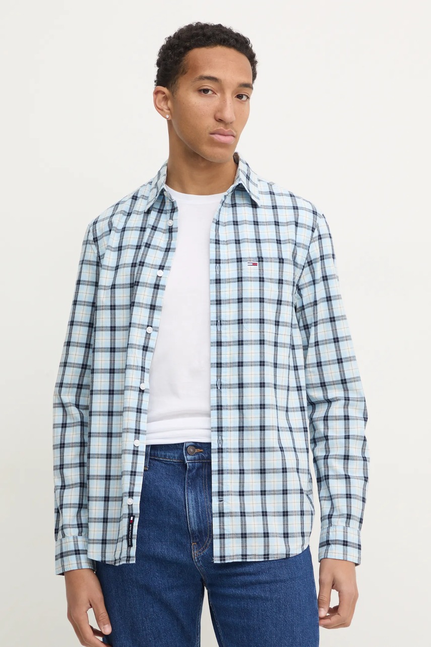 Бавовняна сорочка Tommy Jeans чоловіча regular класичний комір DM0DM21115 