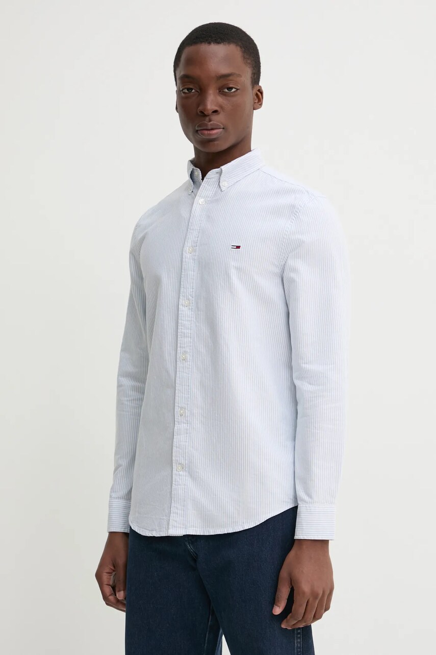 Tommy Jeans camasa din bumbac barbati, cu guler button-down, slim, DM0DM20668