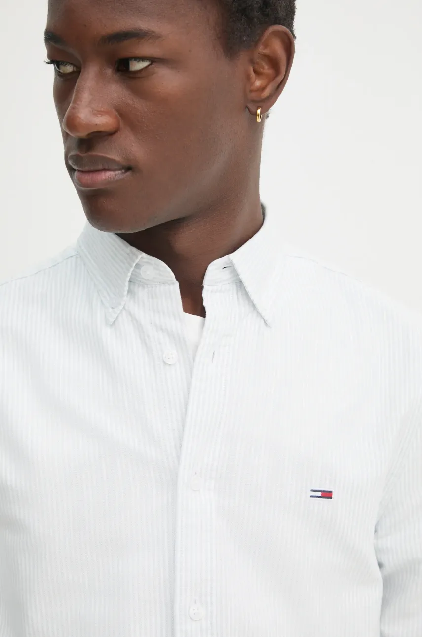 Хлопковая рубашка Tommy Jeans мужская slim воротник button-down DM0DM20668 Хлопковая рубашка Tommy Jeans мужская slim воротник button-down DM0DM20668