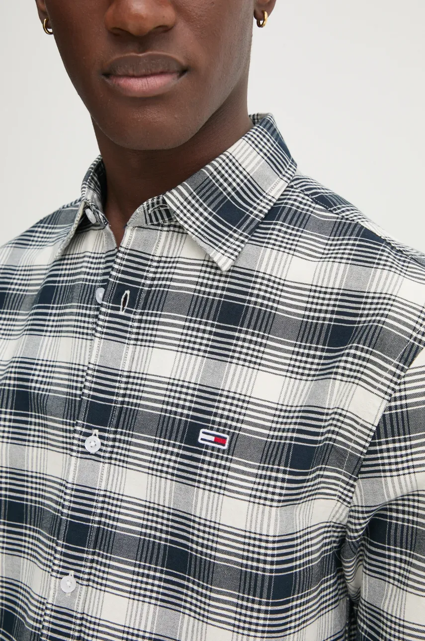 Рубашка Tommy Jeans мужская цвет синий regular классический воротник DM0DM21096 Рубашка Tommy Jeans мужская цвет синий regular классический воротник DM0DM21096