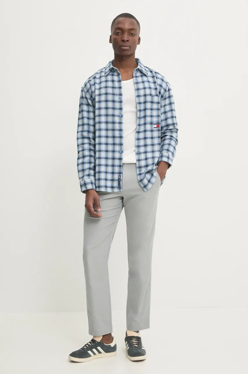 Хлопковая рубашка Tommy Jeans мужская regular классический воротник DM0DM20239 Хлопковая рубашка Tommy Jeans мужская regular классический воротник DM0DM20239