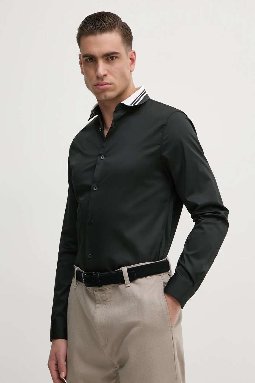 Armani Exchange camasa barbati, culoarea verde, cu guler clasic, slim, XM000198 AF10192
