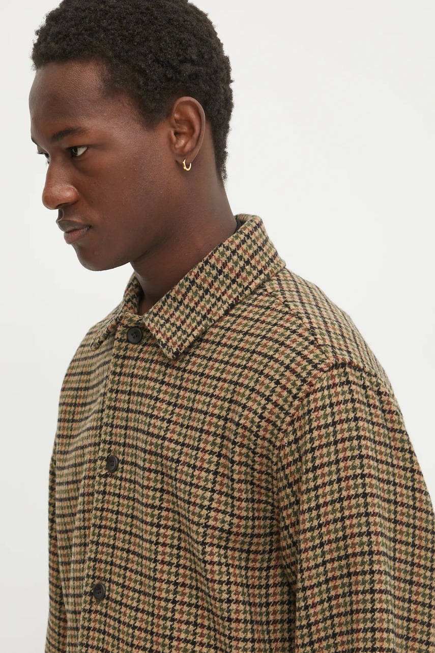 Μάλλινο πουκάμισο Les Deux χρώμα: πράσινο, LDM640121 φωτογραφία