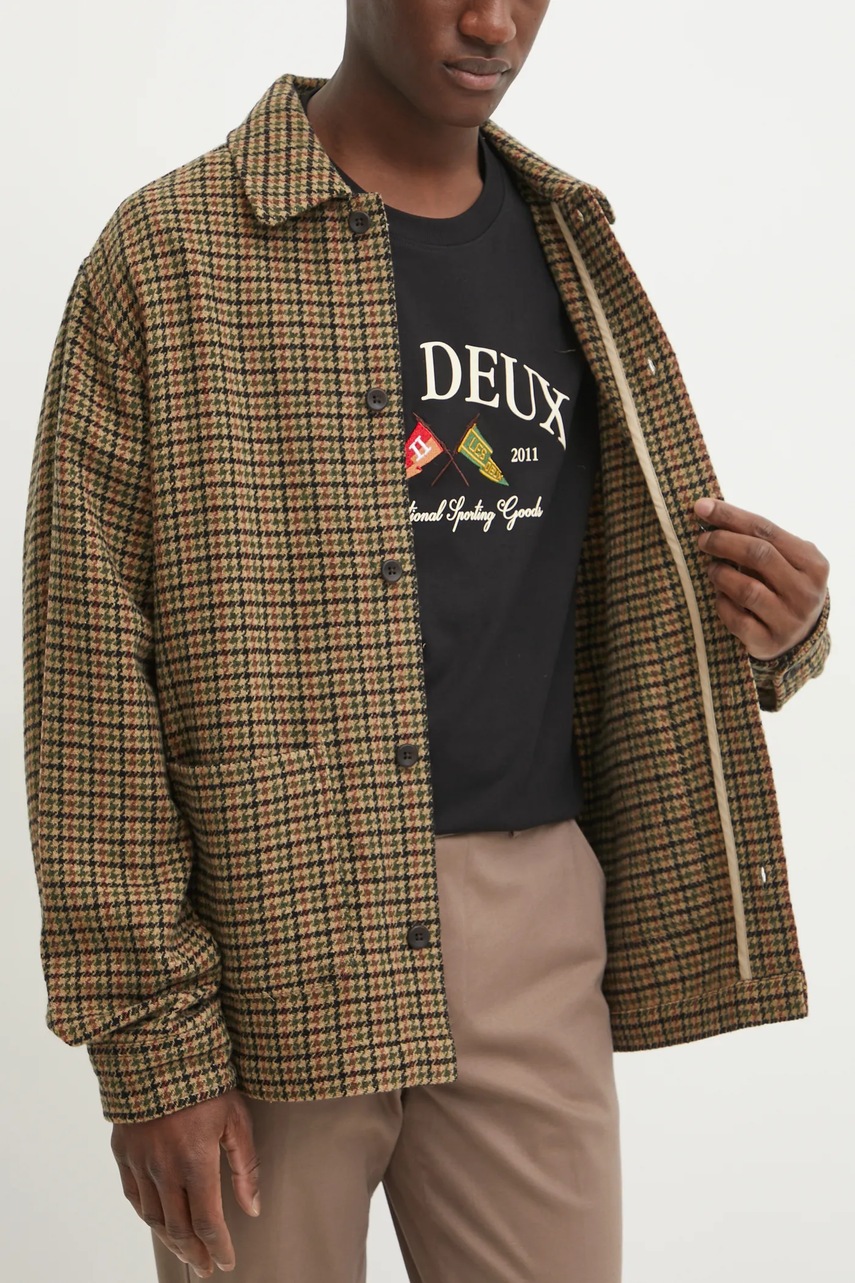 Μάλλινο πουκάμισο Les Deux χρώμα: πράσινο, LDM640121 φωτογραφία