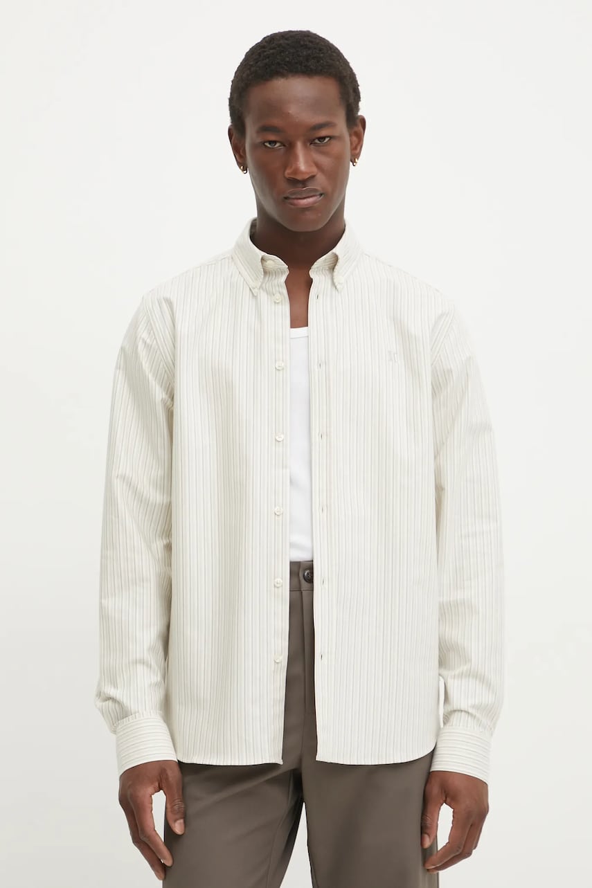 Les Deux cămașă bărbați, culoarea bej, cu guler button-down, regular, LDM410196 Les Deux cămașă bărbați, culoarea bej, cu guler button-down, regular, LDM410196