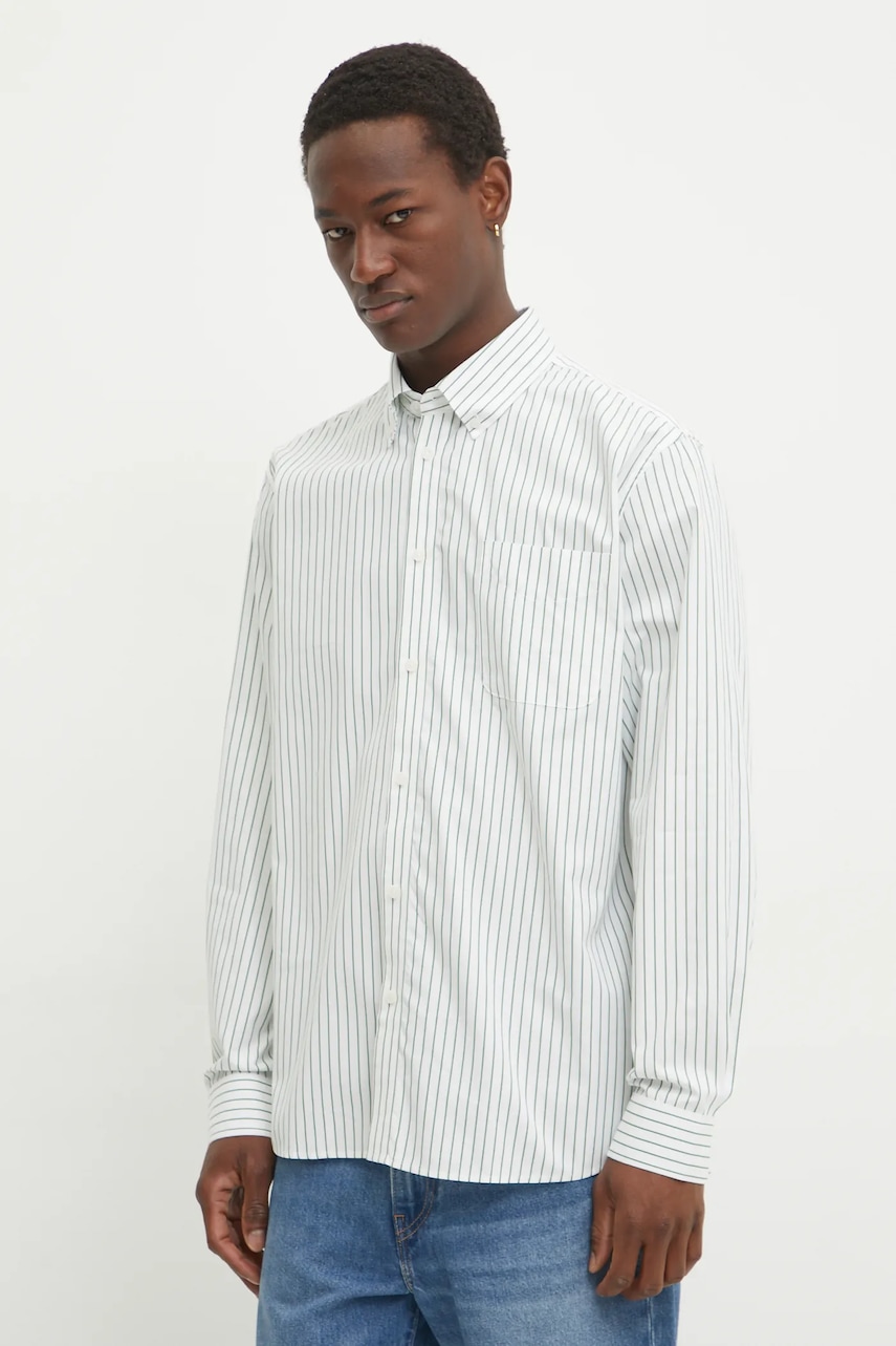 Les Deux cămașă din bumbac bărbați, culoarea alb, cu guler button-down, regular, LDM410206 Les Deux cămașă din bumbac bărbați, culoarea alb, cu guler button-down, regular, LDM410206