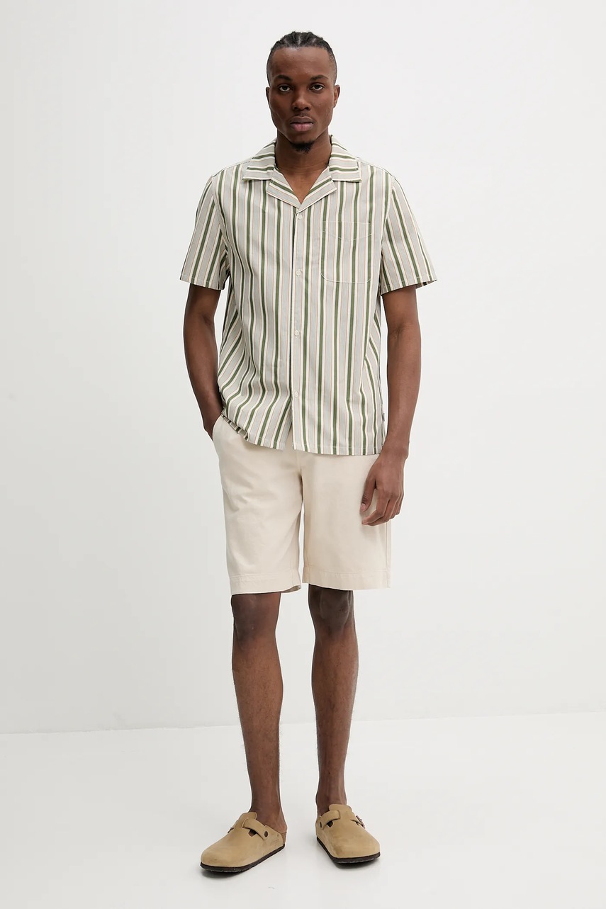 Хлопковая рубашка Les Deux цвет зелёный regular LDM401095