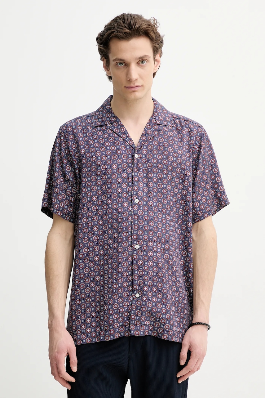 Les Deux cămașă bărbați, culoarea violet, cu guler clasic, regular, LDM401100