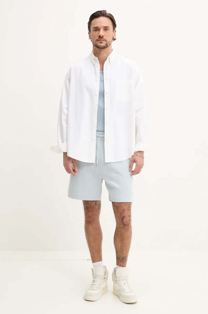 Хлопковая рубашка Hugo Blue мужская цвет белый relaxed воротник button-down 50534183 Хлопковая рубашка Hugo Blue мужская цвет белый relaxed воротник button-down 50534183