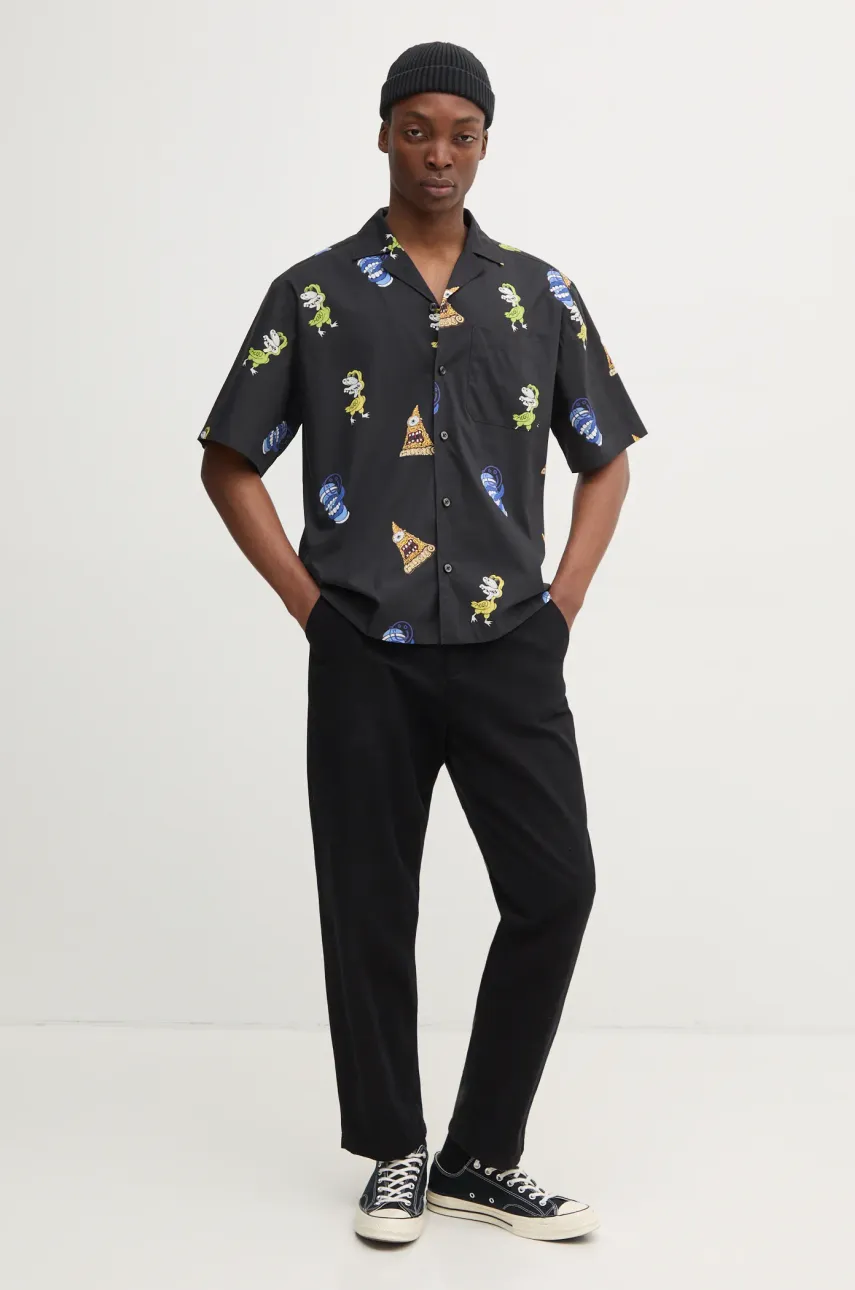 Хлопковая рубашка Hugo Blue мужская цвет чёрный relaxed 50534201 Хлопковая рубашка Hugo Blue мужская цвет чёрный relaxed 50534201