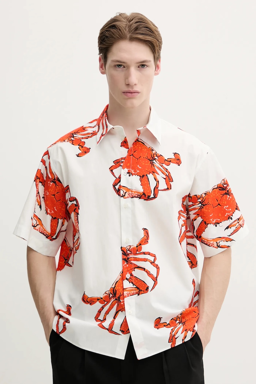 MSGM camasa din bumbac barbati, culoarea alb, cu guler clasic, relaxed, 3840ME12.257051 MSGM camasa din bumbac barbati, culoarea alb, cu guler clasic, relaxed, 3840ME12.257051