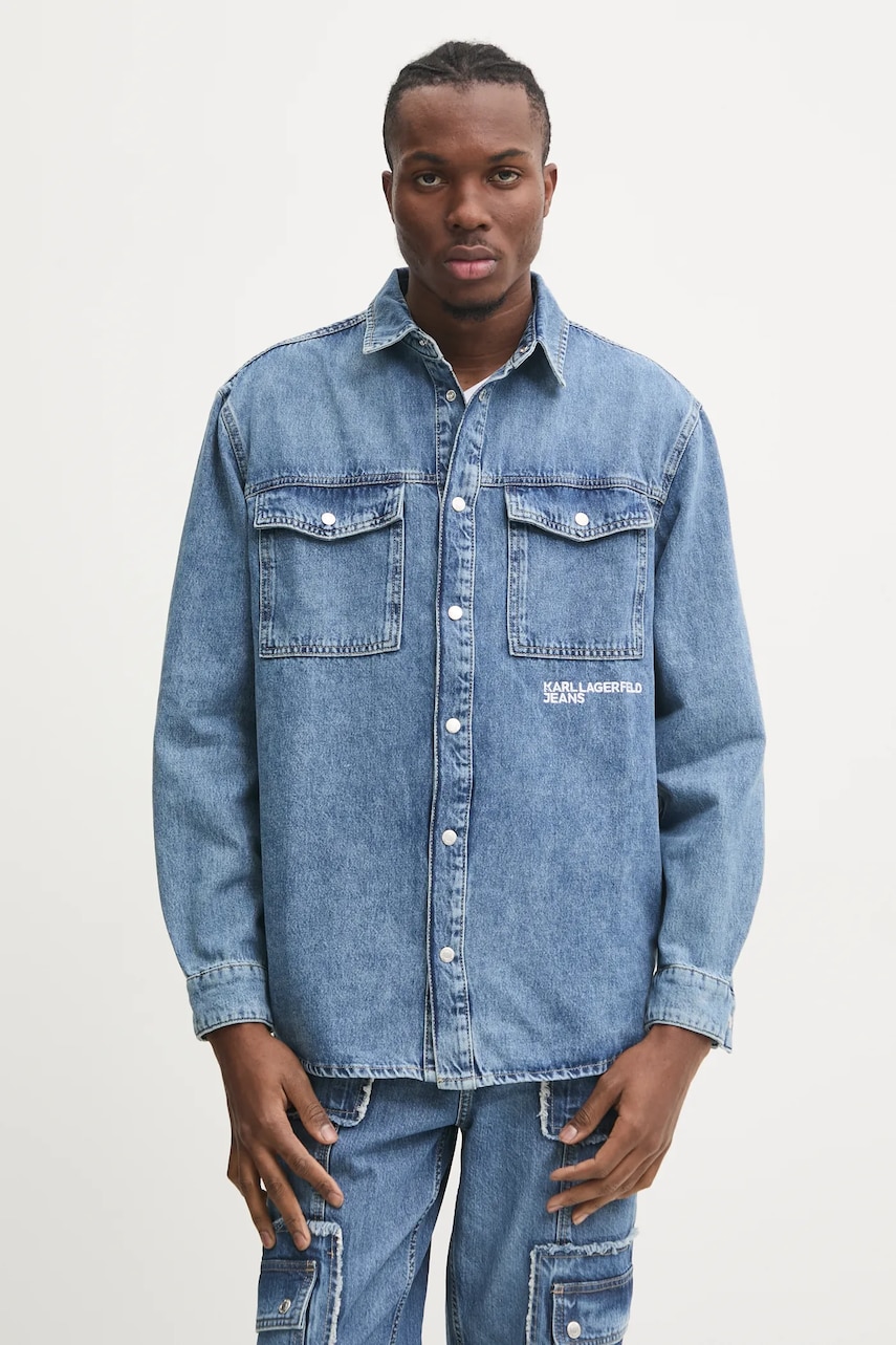 Karl Lagerfeld Jeans camasa jeans barbati, cu guler clasic, regular, A1M16012 Karl Lagerfeld Jeans camasa jeans barbati, cu guler clasic, regular, A1M16012