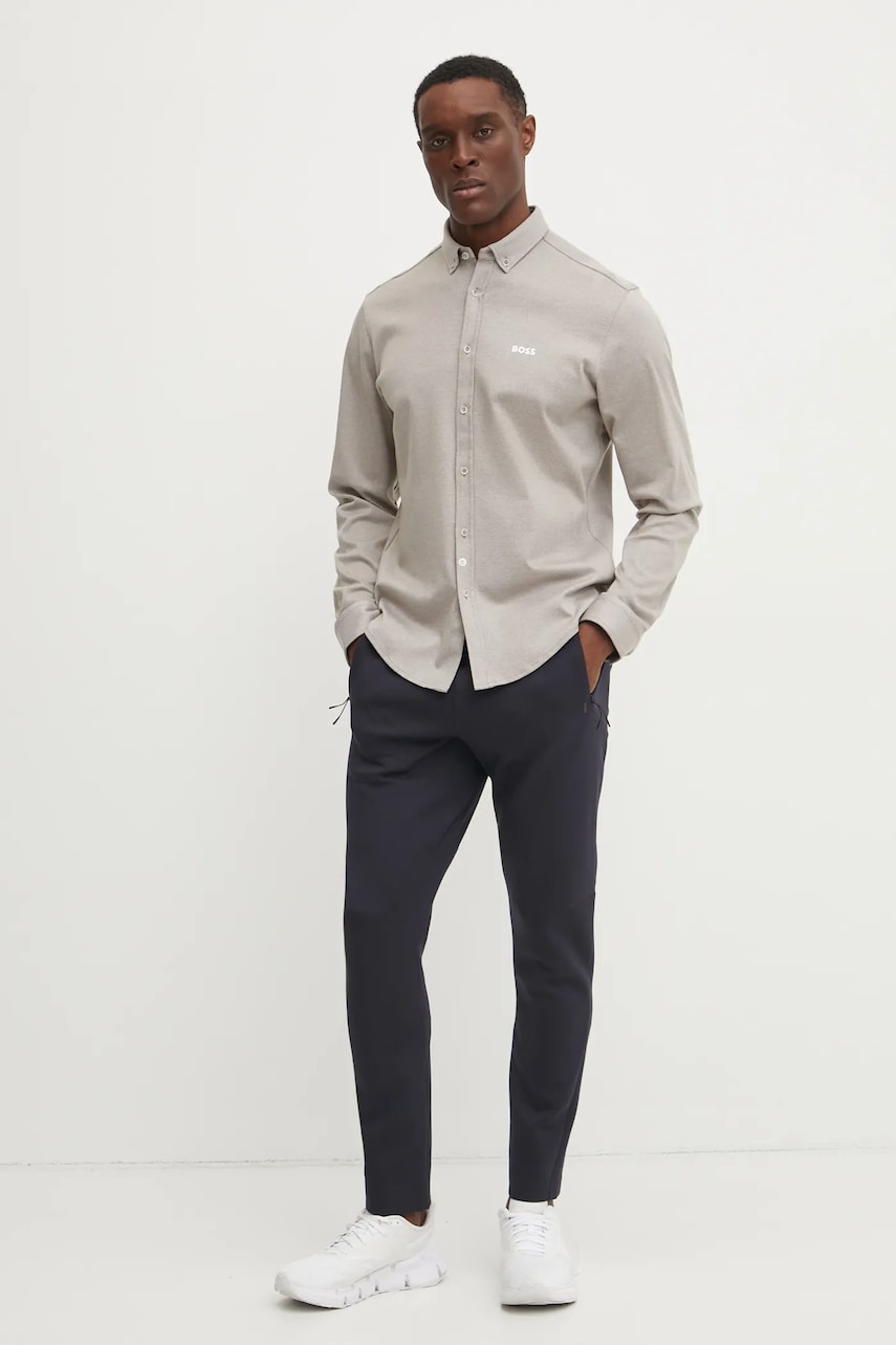 Рубашка BOSS Green мужская цвет бежевый regular воротник button-down 50533163 Рубашка BOSS Green мужская цвет бежевый regular воротник button-down 50533163