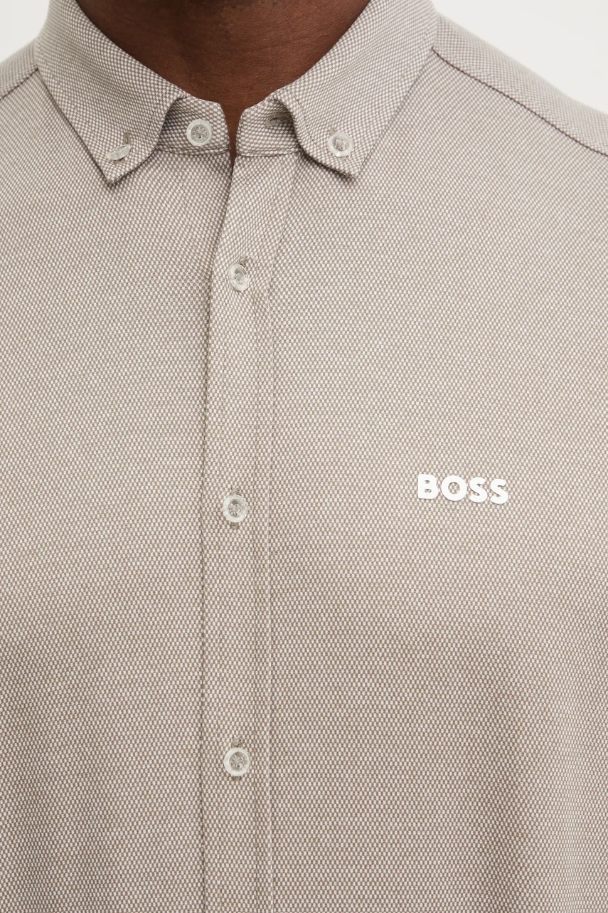 Сорочка BOSS Green чоловіча колір бежевий regular комір button-down 50533163 