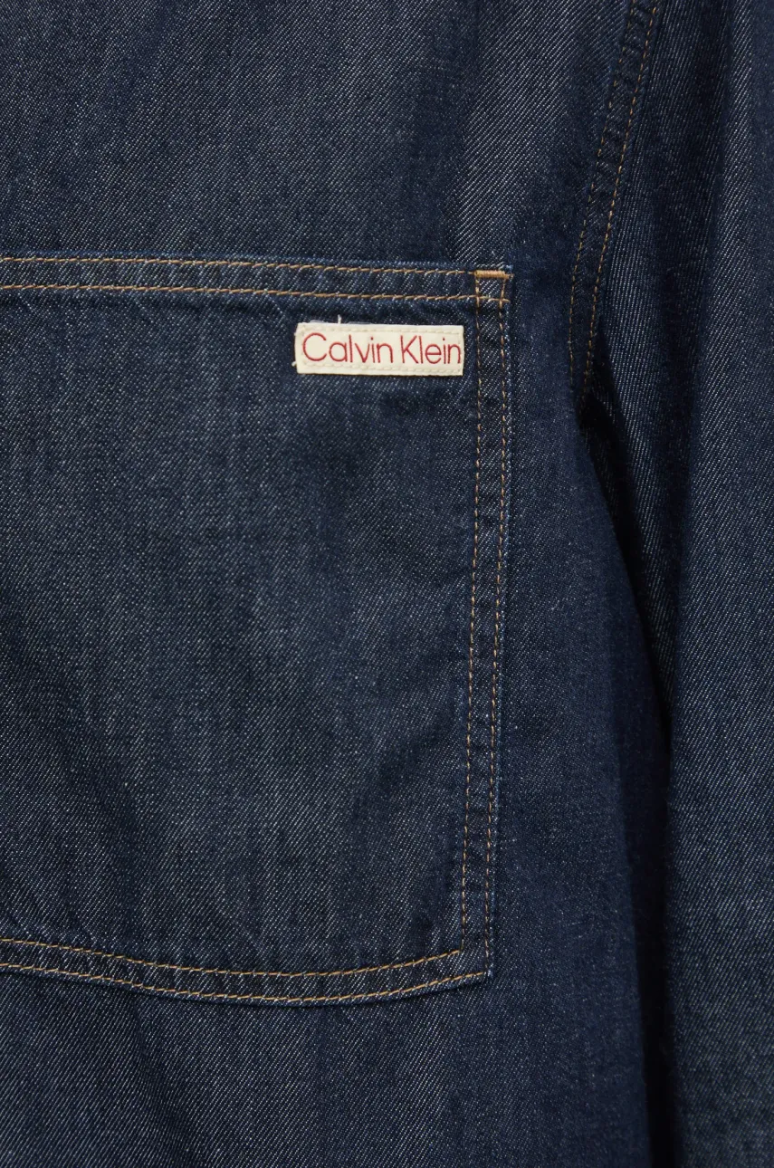 Рубашка Calvin Klein Jeans мужская цвет синий regular классический воротник J30J326584 Рубашка Calvin Klein Jeans мужская цвет синий regular классический воротник J30J326584