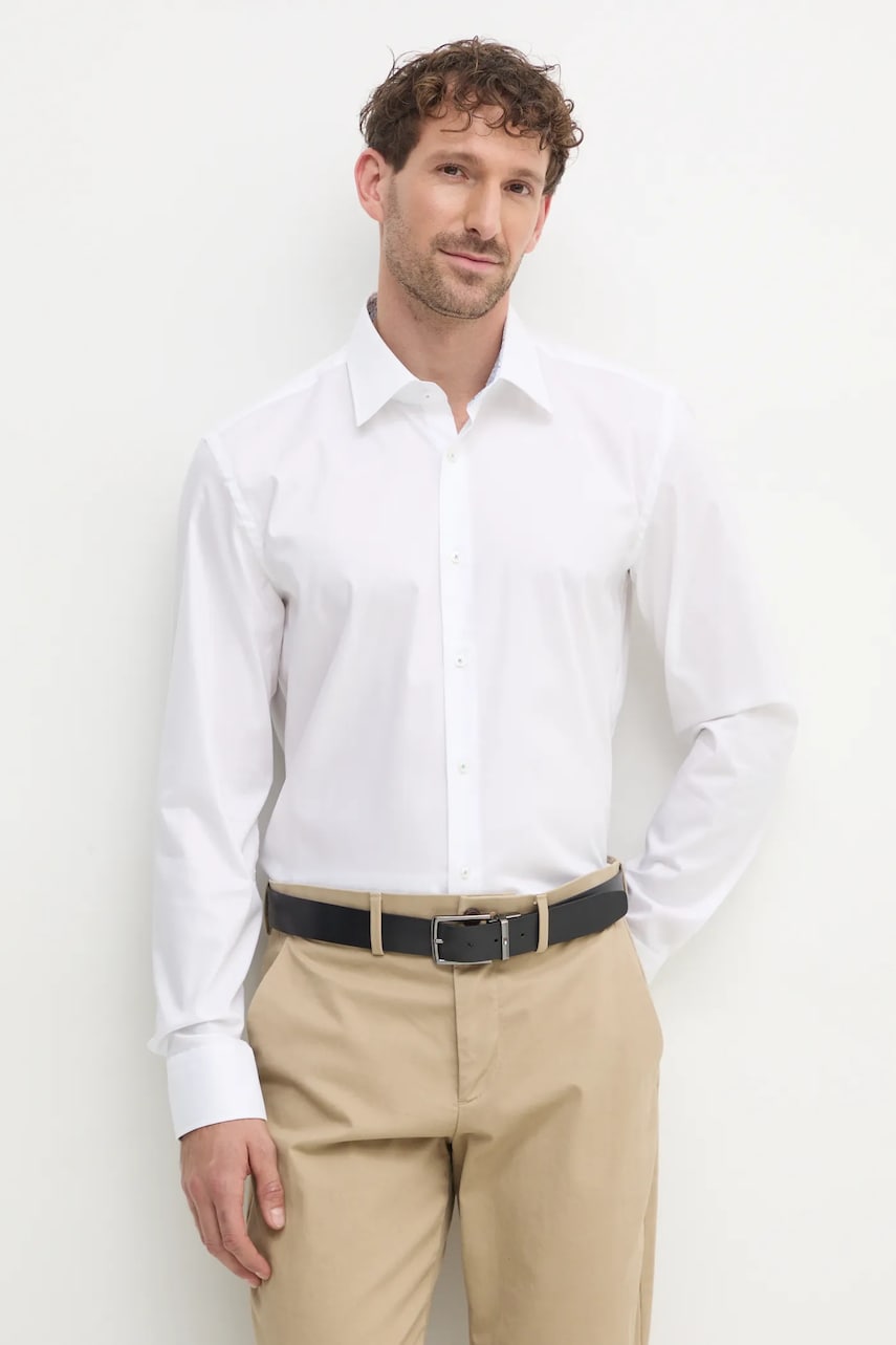 BOSS camasa din bumbac barbati, culoarea alb, cu guler clasic, slim, 50532875 BOSS camasa din bumbac barbati, culoarea alb, cu guler clasic, slim, 50532875