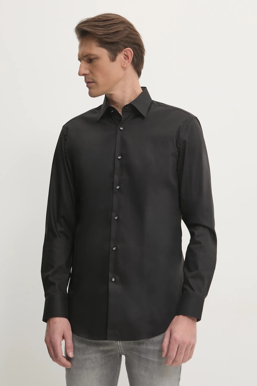 BOSS camasa din bumbac barbati, culoarea negru, cu guler clasic, slim, 50532875 BOSS camasa din bumbac barbati, culoarea negru, cu guler clasic, slim, 50532875