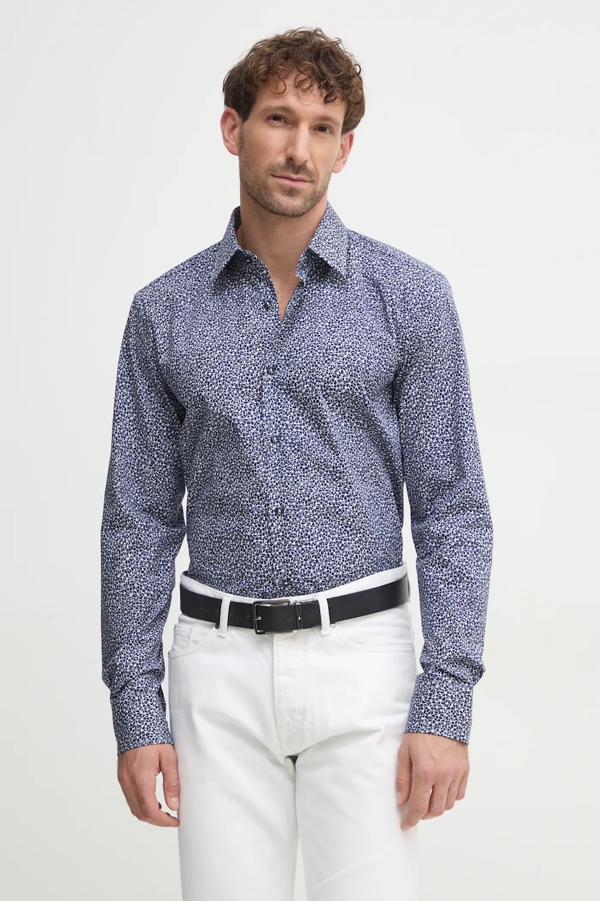 BOSS cămașă bărbați, culoarea bleumarin, cu guler clasic, regular, 50533021 BOSS cămașă bărbați, culoarea bleumarin, cu guler clasic, regular, 50533021