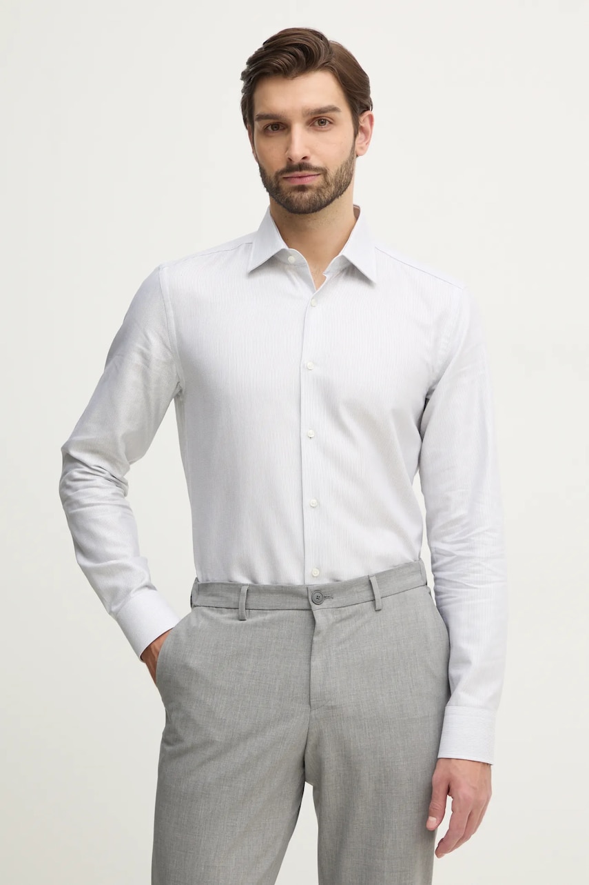 BOSS cămașă din bumbac bărbați, culoarea alb, cu guler clasic, regular, 50533040
