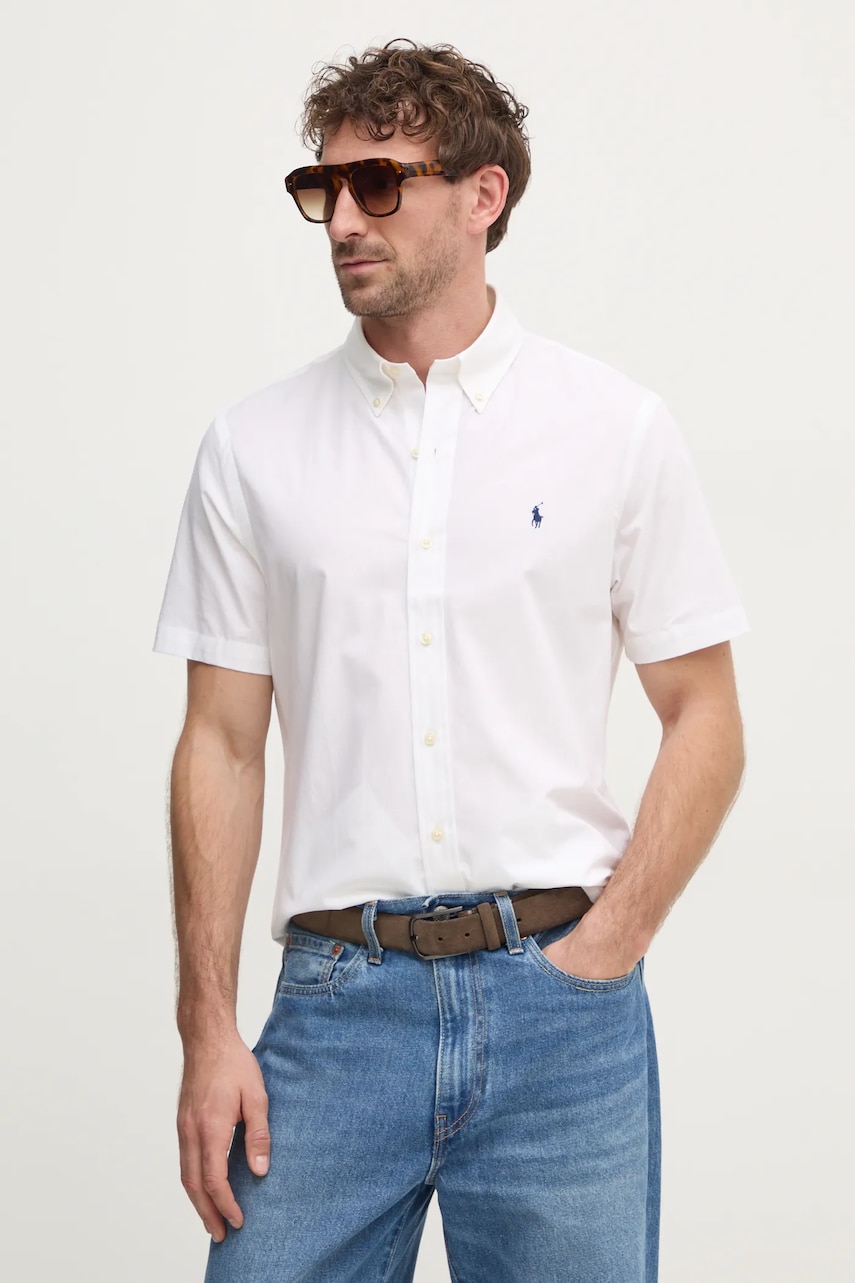 Bavlněná košile Polo Ralph Lauren béžová barva, regular, s límečkem button-down, 710945315