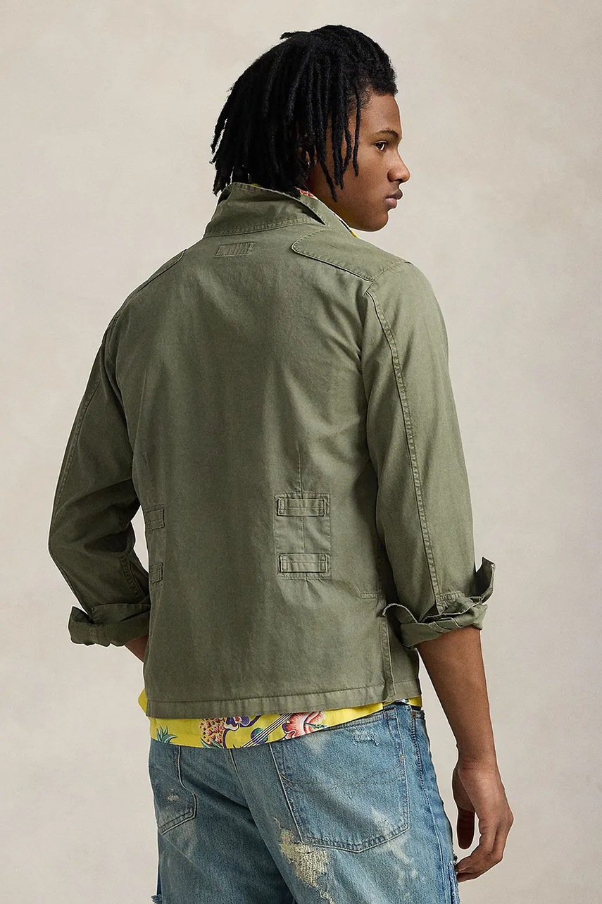 Хлопковая рубашка Polo Ralph Lauren мужская цвет зелёный regular классический воротник 710956947