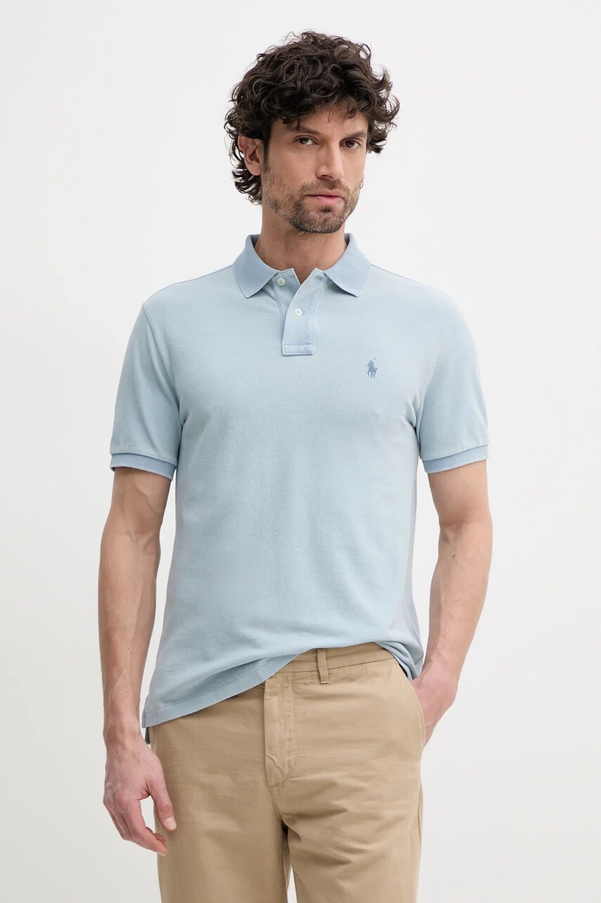 Levně Bavlněné polo tričko Polo Ralph Lauren modrá barva, 710970582