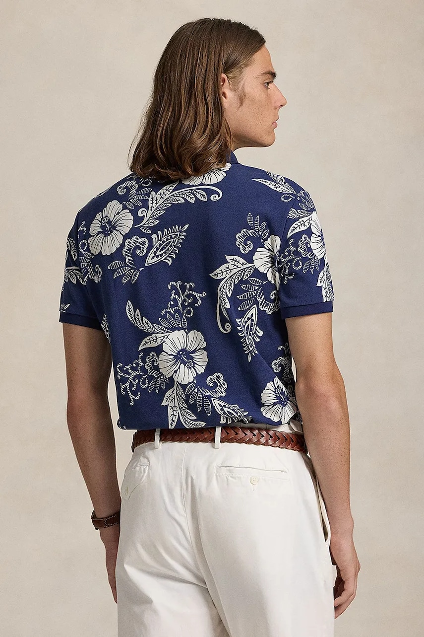 Хлопковое поло Polo Ralph Lauren цвет чёрный узорное 710956684 Хлопковое поло Polo Ralph Lauren цвет чёрный узорное 710956684