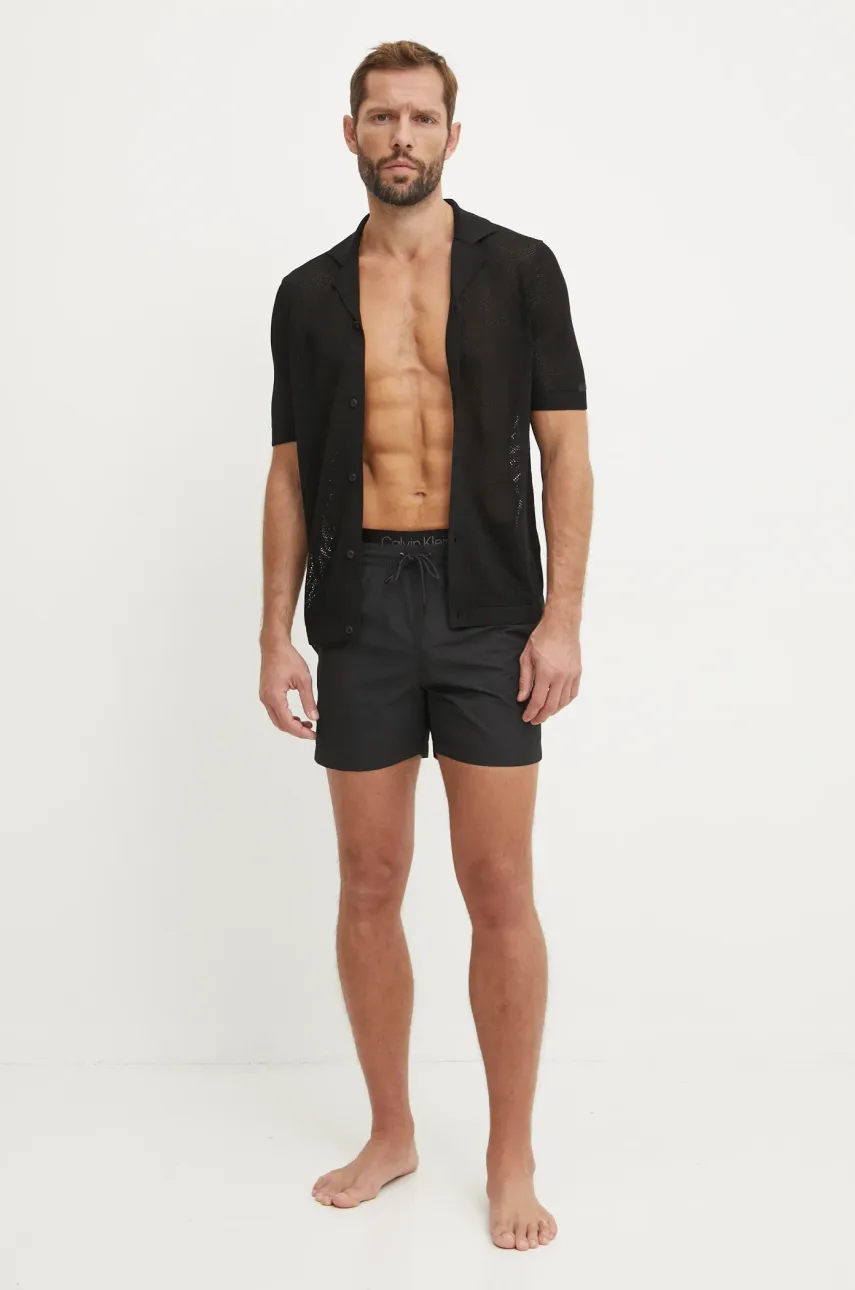 Рубашка Calvin Klein мужская цвет чёрный regular KM0KM01087 Рубашка Calvin Klein мужская цвет чёрный regular KM0KM01087