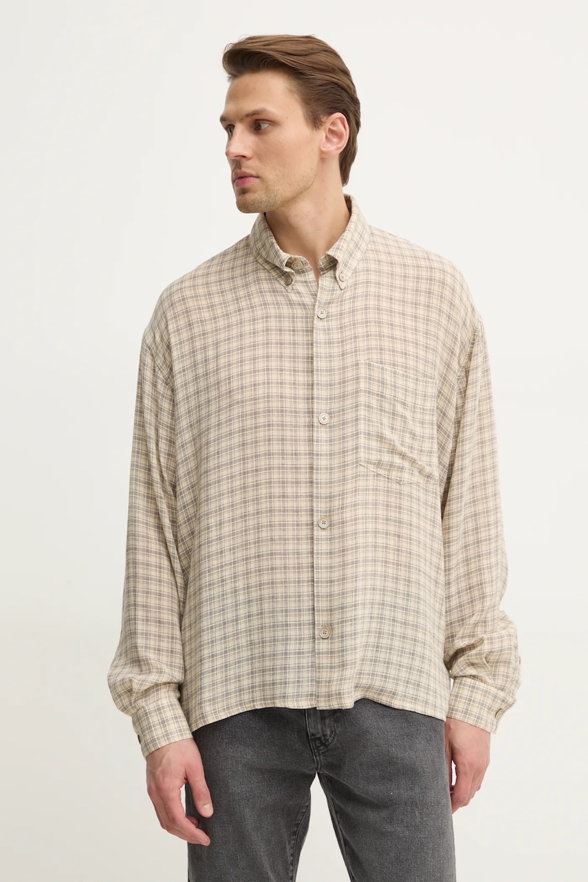 Won Hundred camasa barbati, culoarea bej, cu guler button-down, relaxed, 3462-14274 Won Hundred camasa barbati, culoarea bej, cu guler button-down, relaxed, 3462-14274