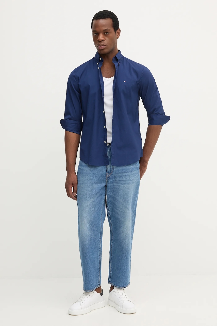 Хлопковая рубашка Tommy Hilfiger цвет розовый regular воротник button-down MW0MW37550 Хлопковая рубашка Tommy Hilfiger цвет розовый regular воротник button-down MW0MW37550