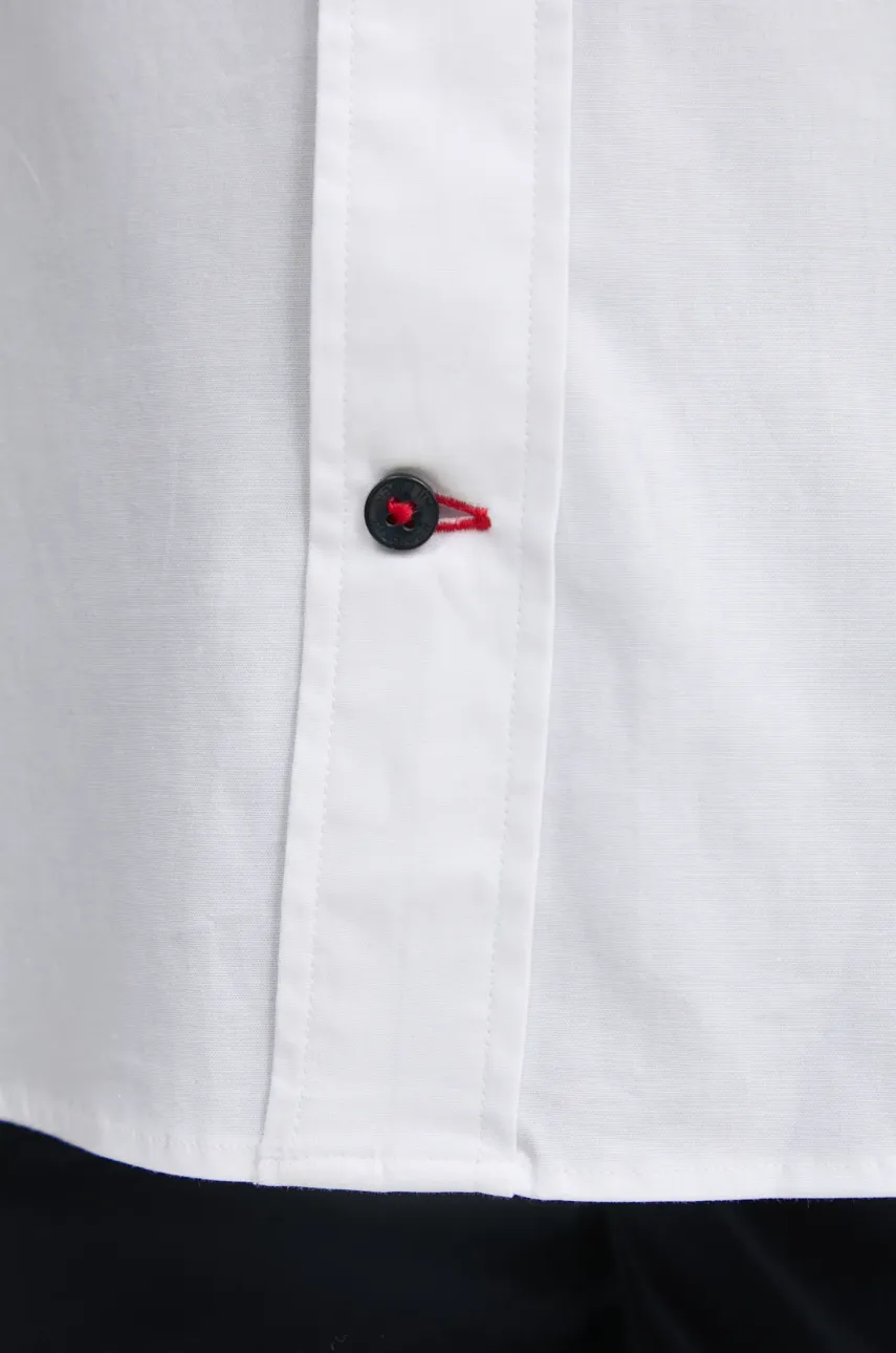 Рубашка Tommy Hilfiger мужская цвет белый regular воротник button-down MW0MW37595 Рубашка Tommy Hilfiger мужская цвет белый regular воротник button-down MW0MW37595