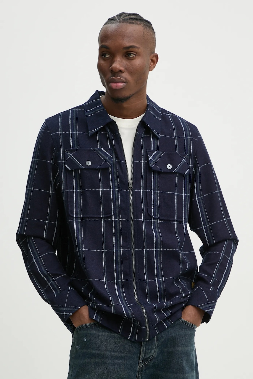 G-Star Raw camasa din bumbac barbati, culoarea albastru marin, cu guler clasic, regular, D25825-D745 G-Star Raw camasa din bumbac barbati, culoarea albastru marin, cu guler clasic, regular, D25825-D745