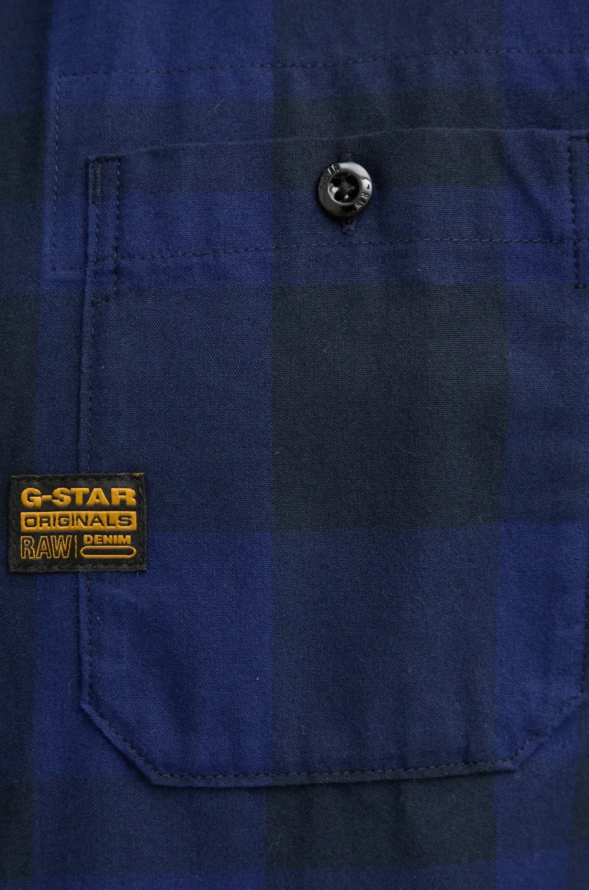 Pamučna Košulja G-Star Raw Za Muškarce, Boja: Tamno Plava, Regular, S Klasičnim Ovratnikom, D23553-D412