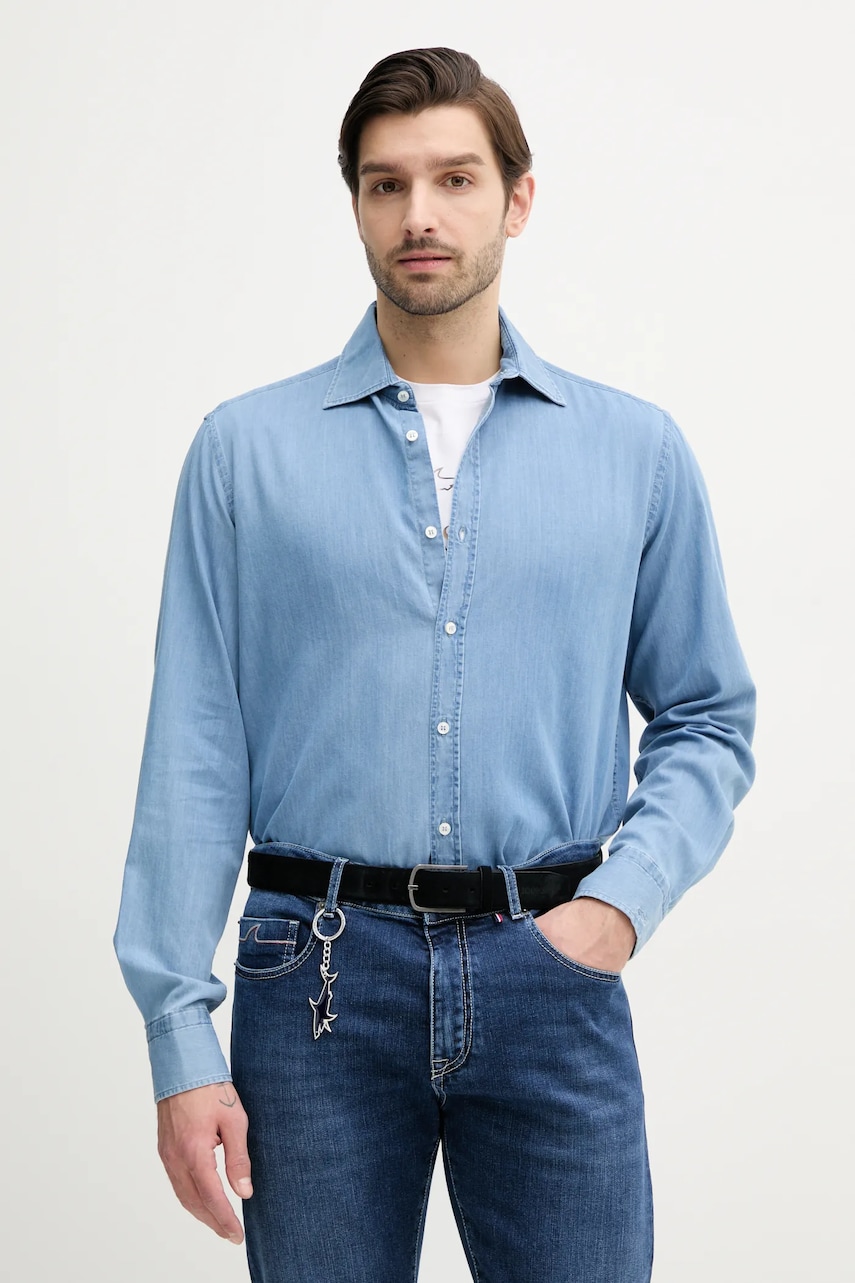 Paul&Shark camasa jeans barbati, cu guler clasic, regular, 25413160CF