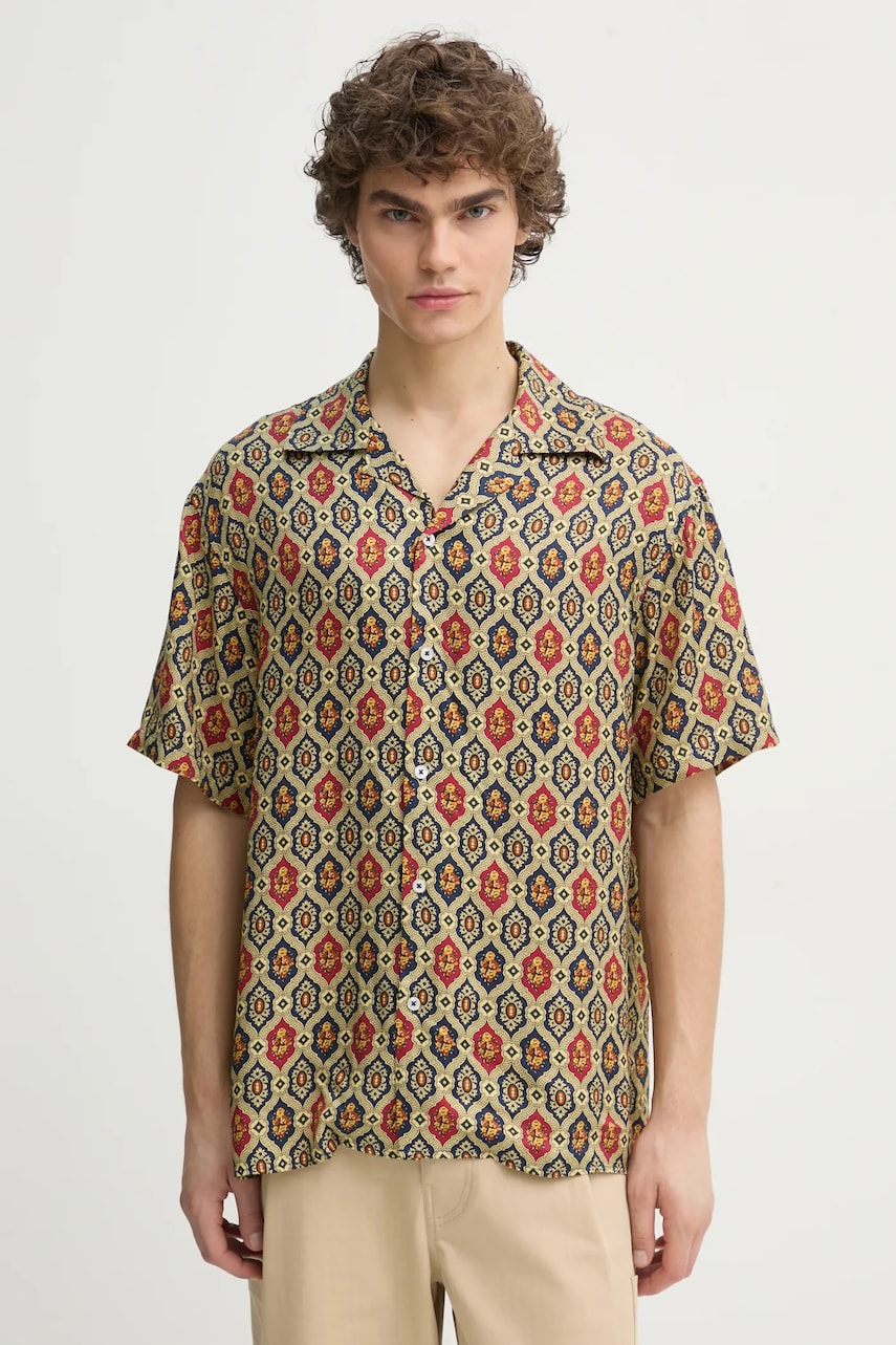 Drôle de Monsieur cămașă La Chemise Ornements bărbați, culoarea bleumarin, relaxed, F-SH198-VI015-NY Drôle de Monsieur cămașă La Chemise Ornements bărbați, culoarea bleumarin, relaxed, F-SH198-VI015-NY