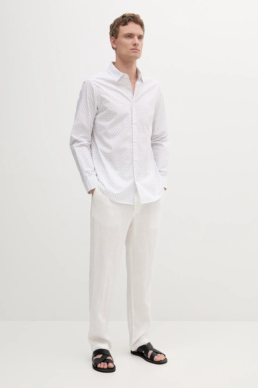 Хлопковая рубашка Armani Exchange цвет белый regular классический воротник XM000719 AF13206