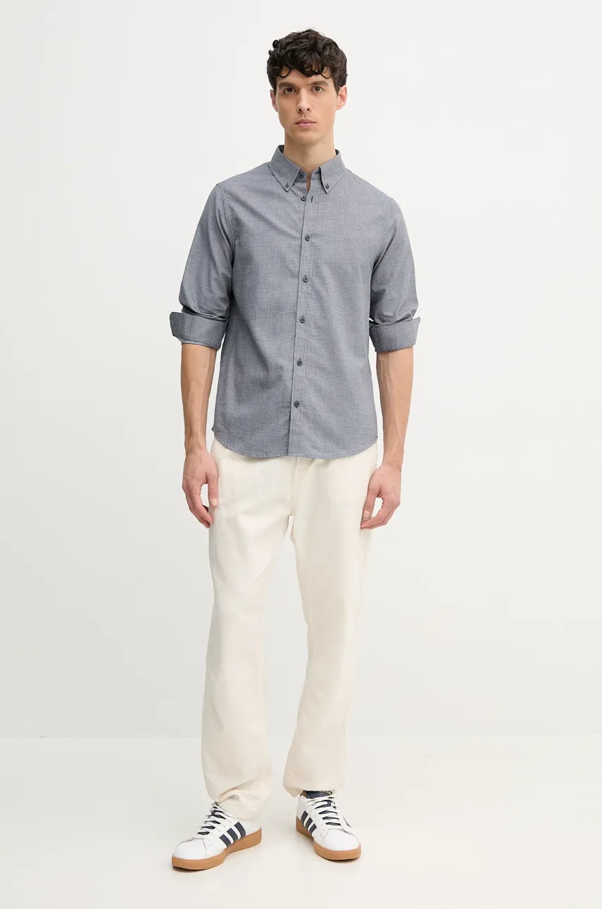 Хлопковая рубашка Armani Exchange мужская цвет синий regular воротник button-down XM000442 AF13080 Хлопковая рубашка Armani Exchange мужская цвет синий regular воротник button-down XM000442 AF13080