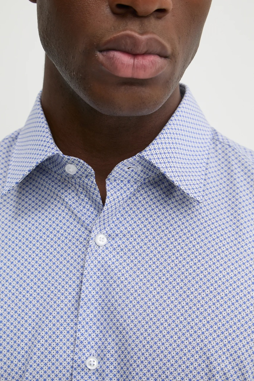 Хлопковая рубашка Joop! мужская цвет белый slim классический воротник 30044899 Хлопковая рубашка Joop! мужская цвет белый slim классический воротник 30044899