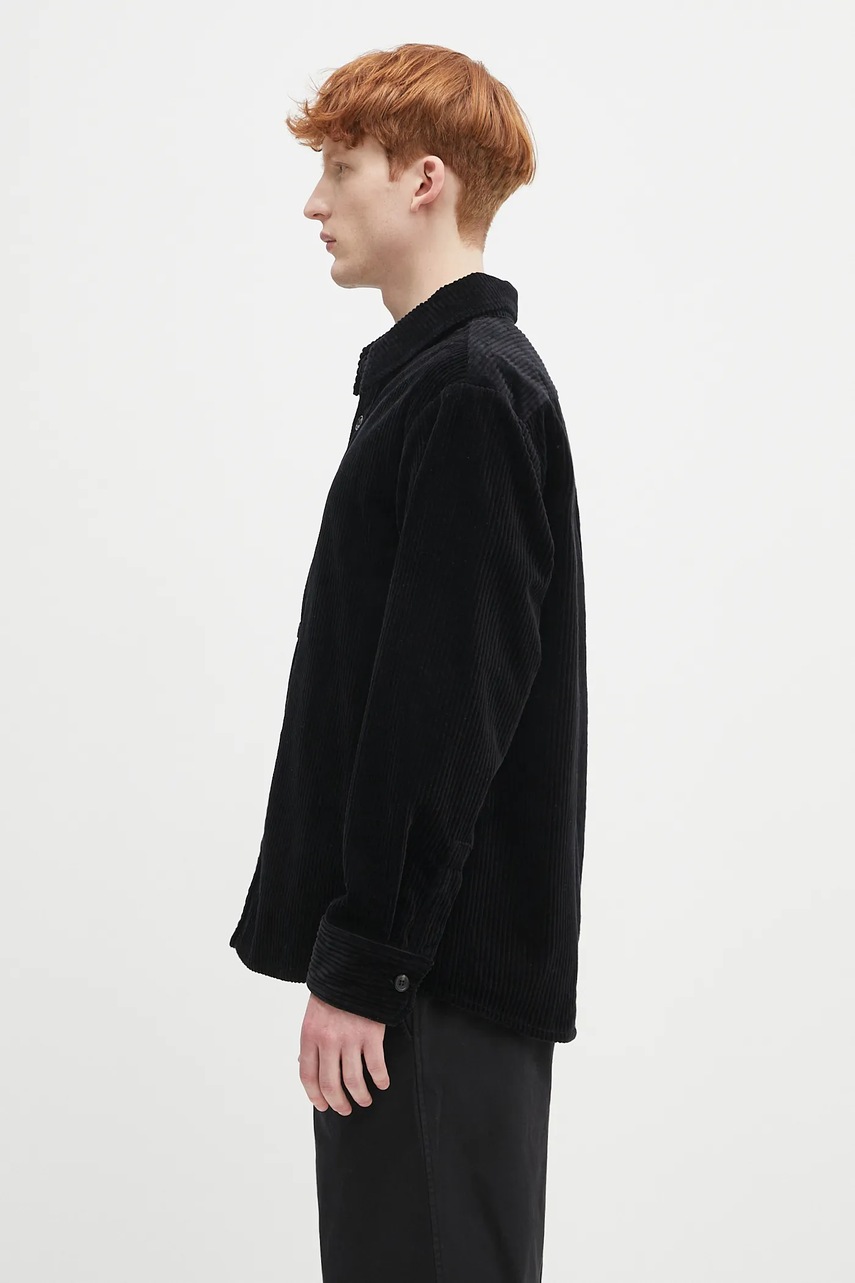 Вельветовая рубашка A.P.C. surchemise boris мужская цвет чёрный relaxed классический воротник COHDW.H02811