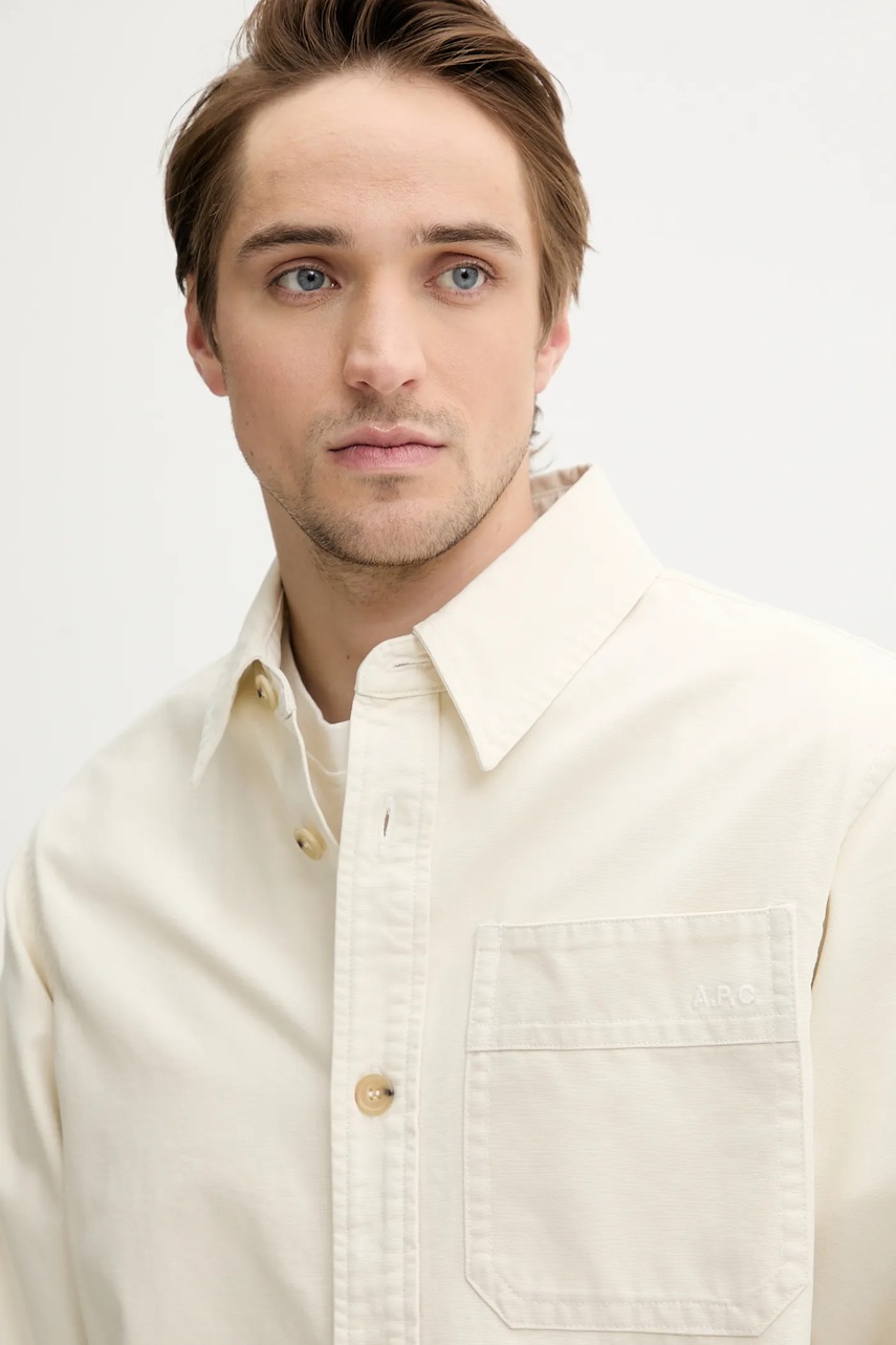 Βαμβακερό πουκάμισο A.P.C. surchemise basile brodee poitrine φωτογραφία