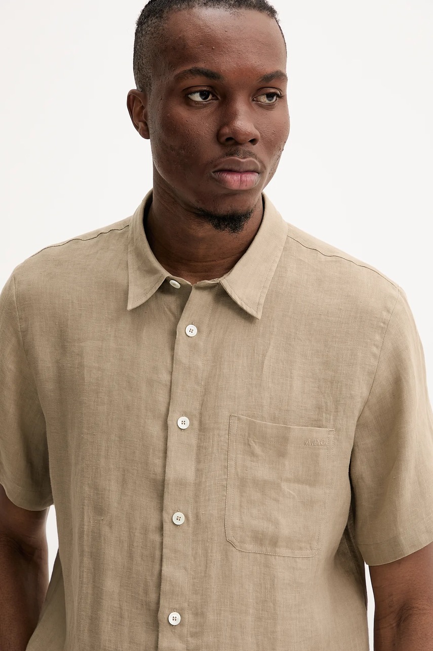 Πουκάμισο από λινό A.P.C. chemisette bellini logo φωτογραφία