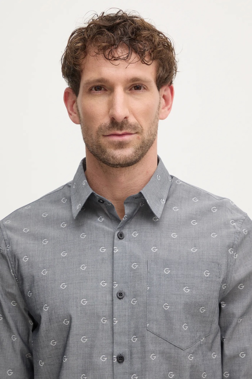 Πουκάμισο Guess COLLINS χρώμα: γκρι, M5RH05 WFXX1 φωτογραφία