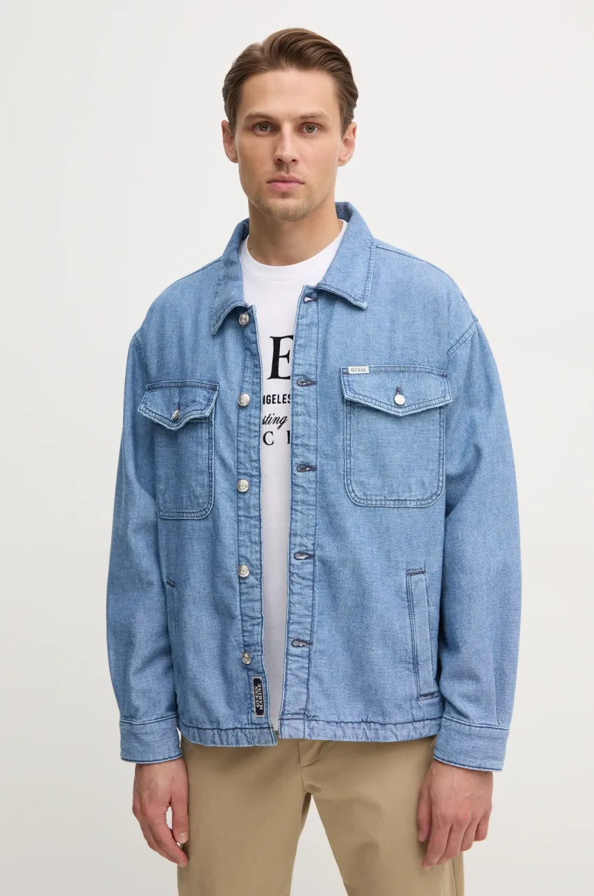 Košile Guess BILLY pánská, modrá barva, regular, s klasickým límcem, M5RN30 D5KW1