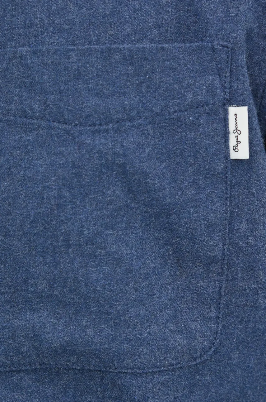 Хлопковая рубашка Pepe Jeans AARON мужская цвет синий regular воротник button-down PM308804 Хлопковая рубашка Pepe Jeans AARON мужская цвет синий regular воротник button-down PM308804