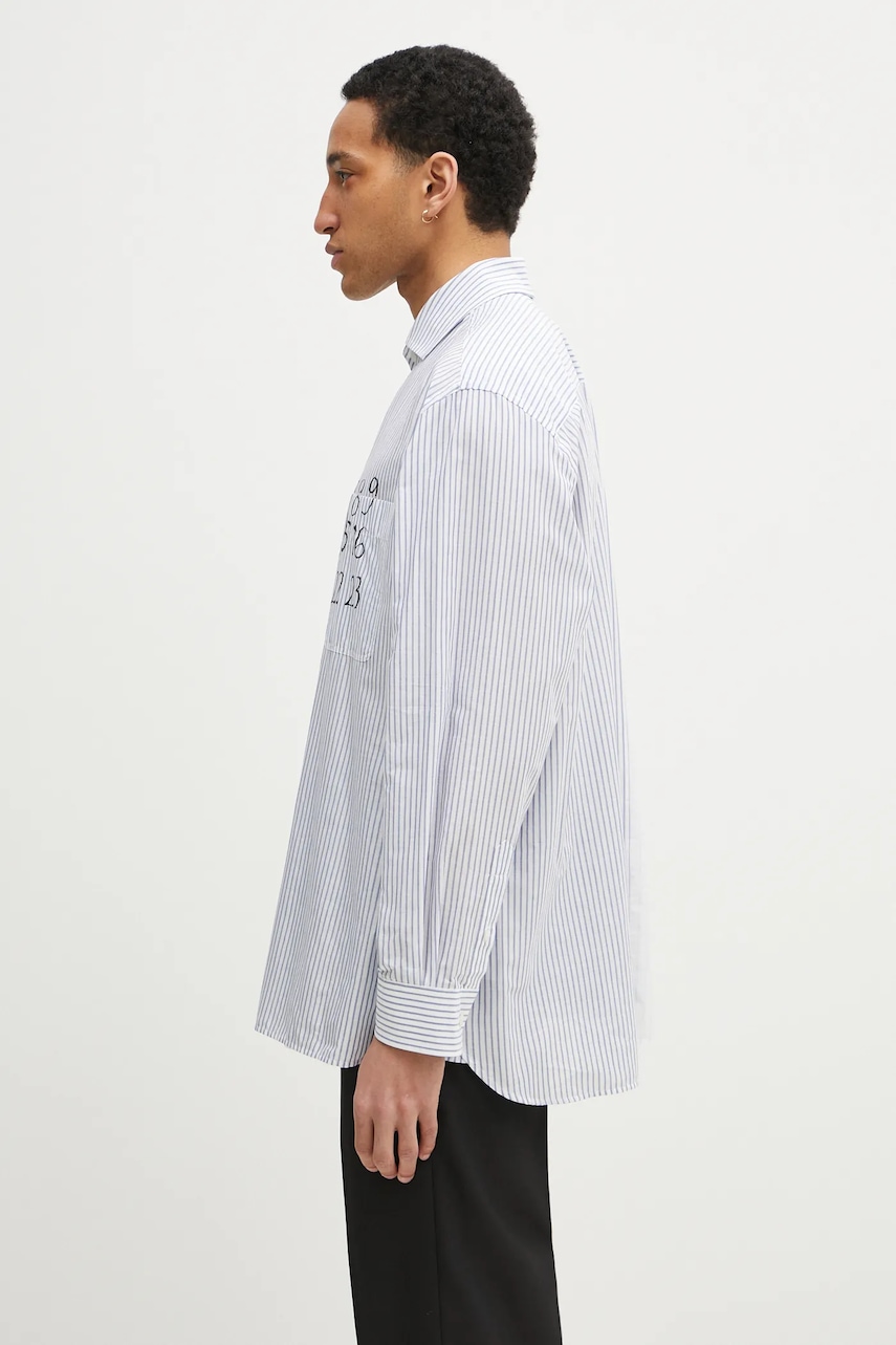 Хлопковая рубашка MM6 Maison Margiela мужская цвет белый relaxed воротник button-down SH0DT0025 Хлопковая рубашка MM6 Maison Margiela мужская цвет белый relaxed воротник button-down SH0DT0025